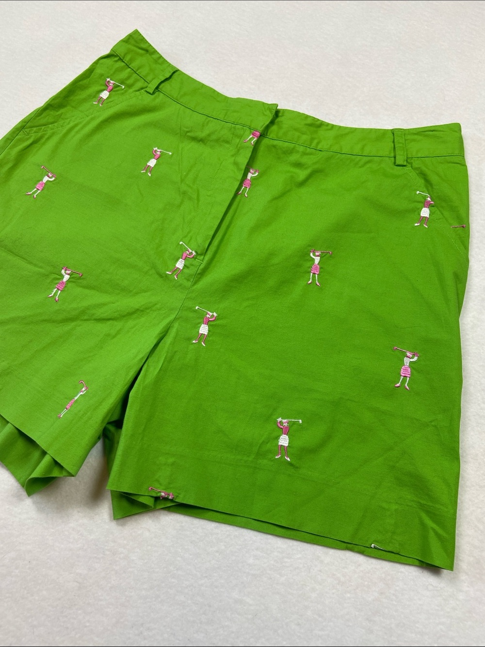 Lilly Pulitzer Vintage White Label Tee Time Embroidered Golf Shorts, Size 10
